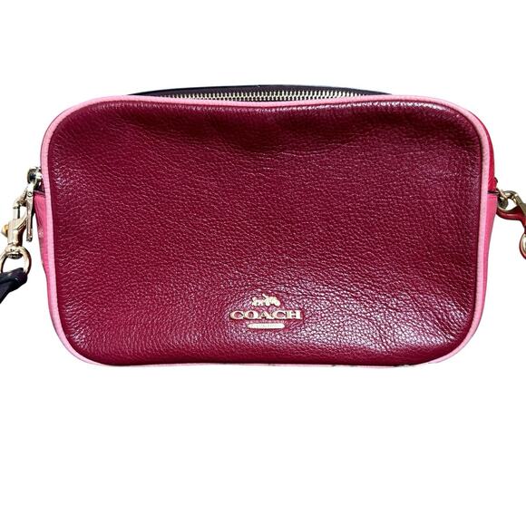 Coach Red Pink Leather Jes Colorblock Crossbody Bag - Picture 1 of 16
